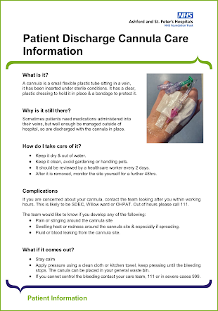 Click to view the Cannula Care Patient Discharge leaflet